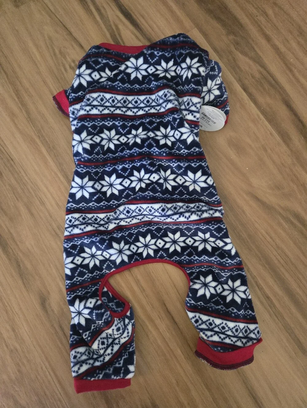 4/$15 LuvGear NWT Cozy Fair Isle Dog Pajamas L Navy Red Snowflake Fleece